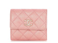 Chanel Iridescent Pink Quilted Caviar Compact Wallet