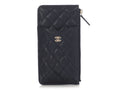 Chanel Navy Quilted Caviar Zip Phone Pouch