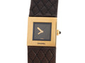 Chanel 18K Yellow Gold Brown Matelassé Leather Watch 19mm