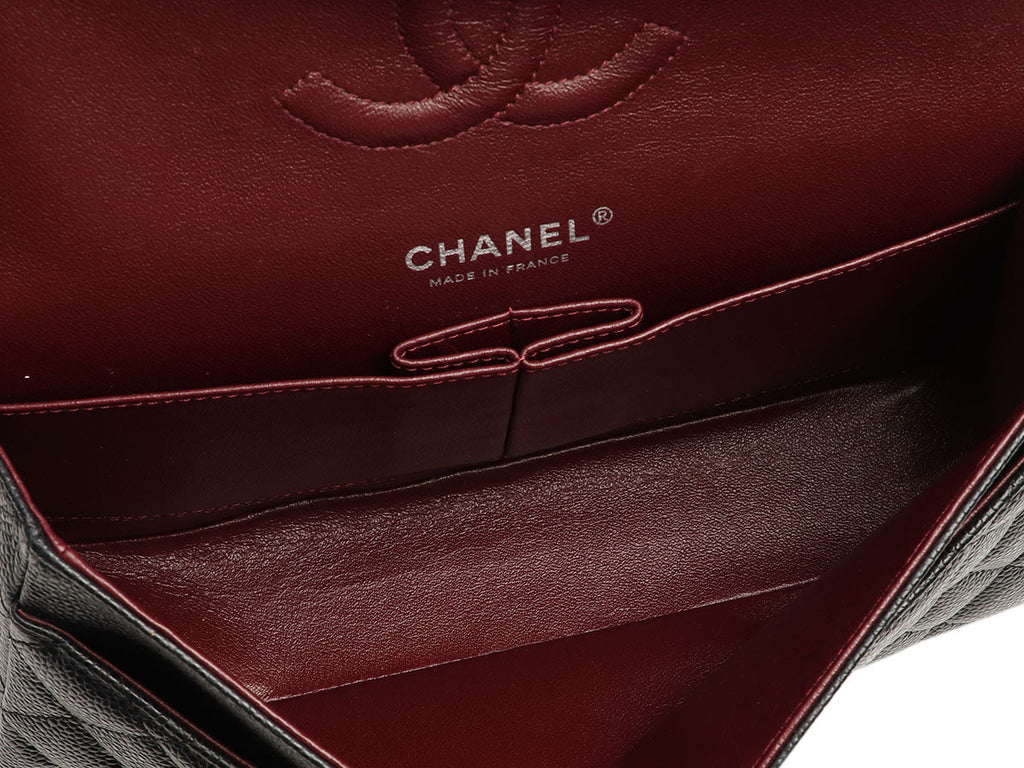 Chanel Medium/Large Black Quilted Caviar Classic Double Flap