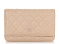 Chanel Beige Quilted Caviar Wallet On Chain WOC