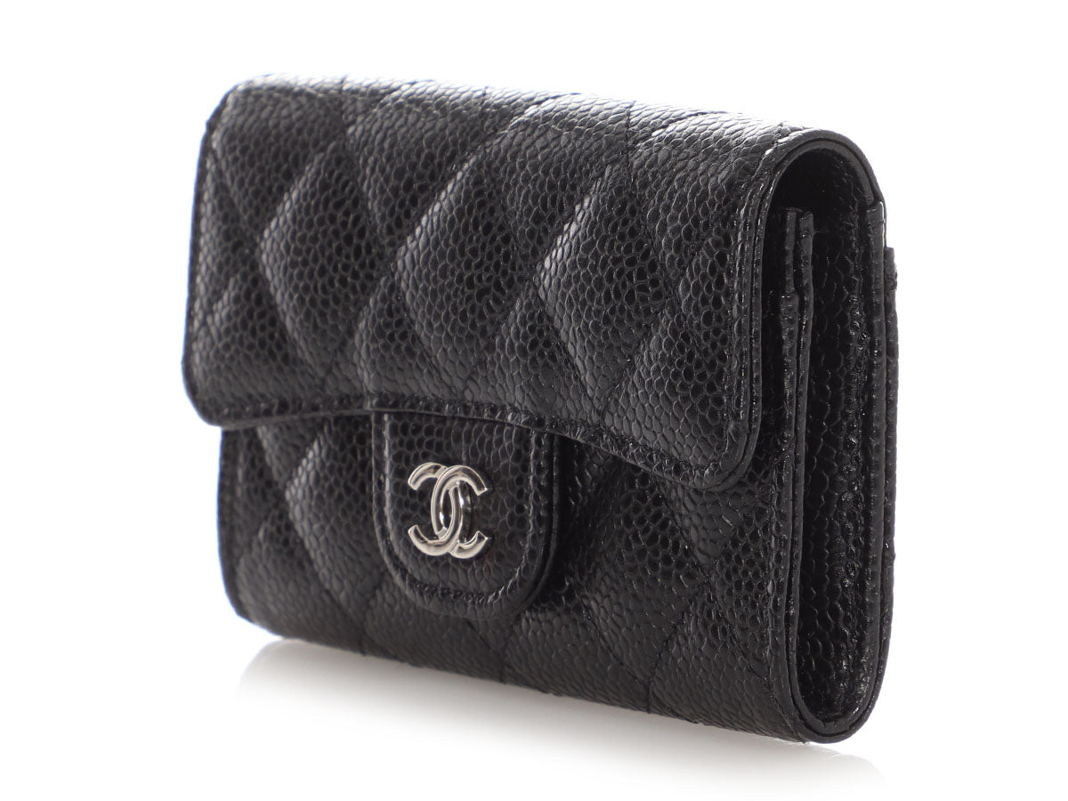 Chanel Black Quilted Caviar Classic  Holder