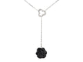 Chanel 18K White Gold Diamond and Black Onyx Camélia Sculpté Drop Necklace