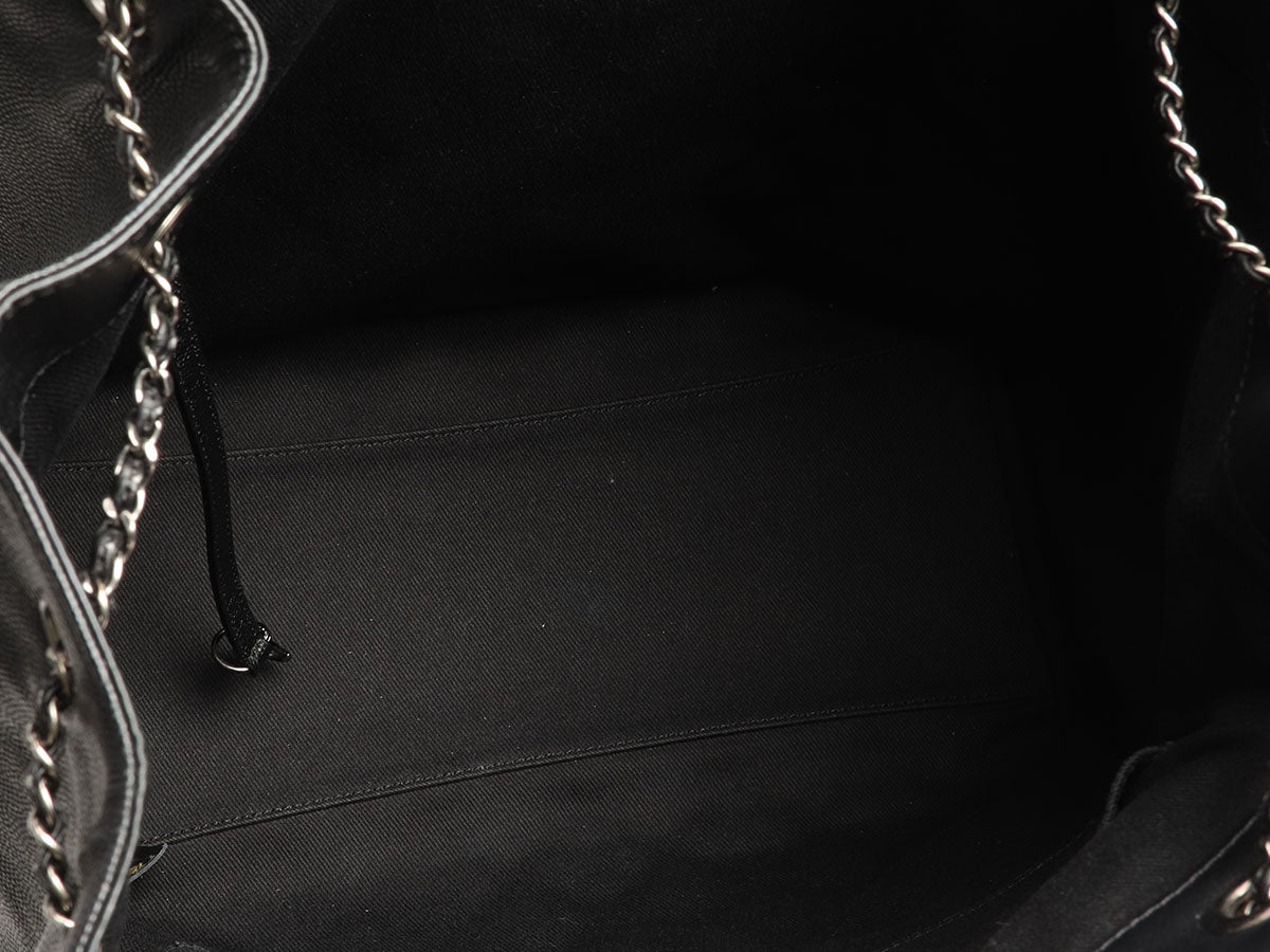 Chanel Large Black Quilted Soft Caviar CC Accordion Bucket Bag