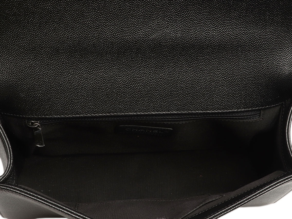 Chanel New Medium Black Quilted Caviar Boy Bag