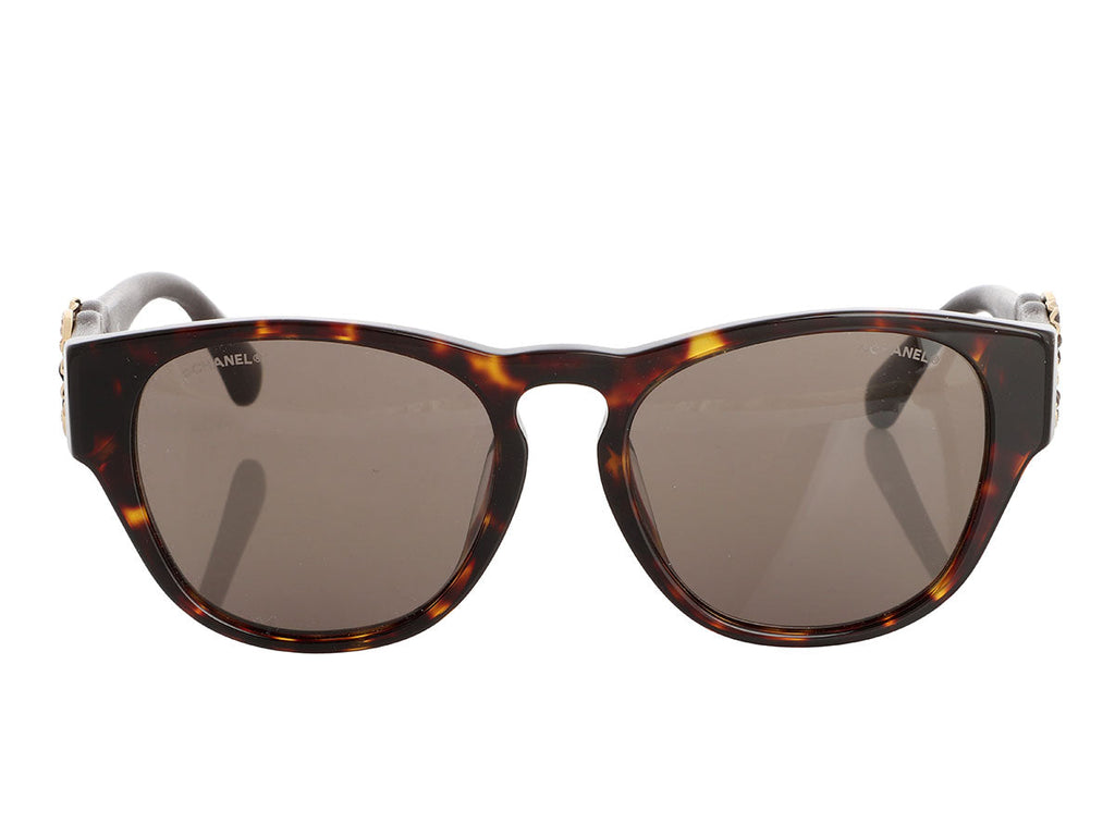 Chanel Tortoise Crystal CC Sunglasses