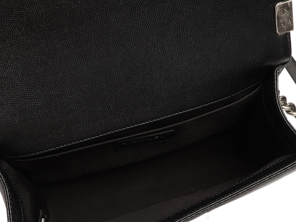 Chanel Old Medium Black Quilted Caviar Boy Bag
