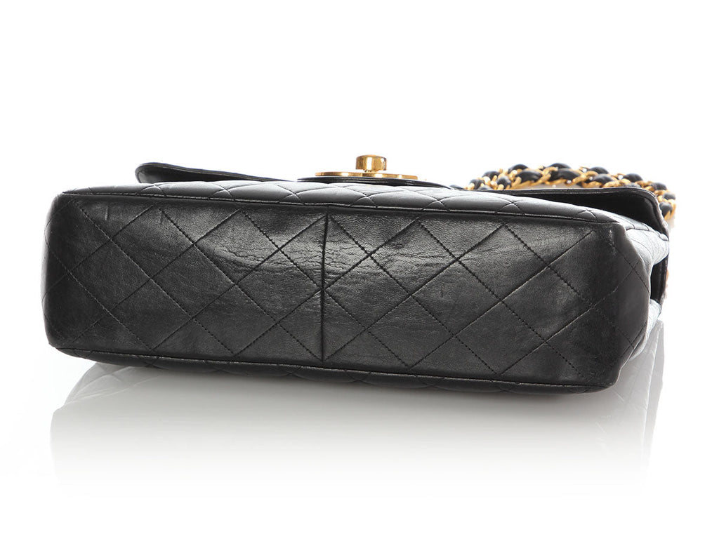 Chanel Vintage Jumbo Black Quilted Lambskin Classic Single Flap