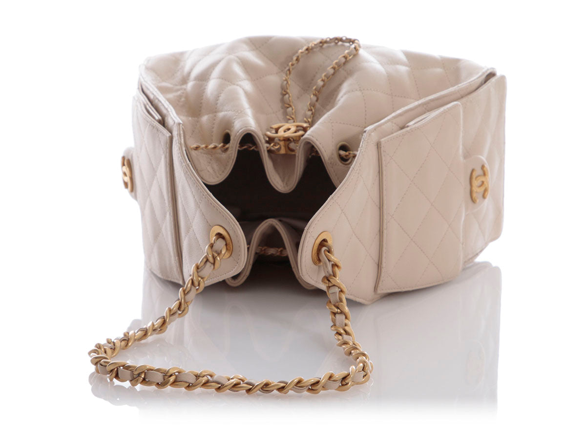 Chanel Small Beige Quilted Calfskin 25 Bag