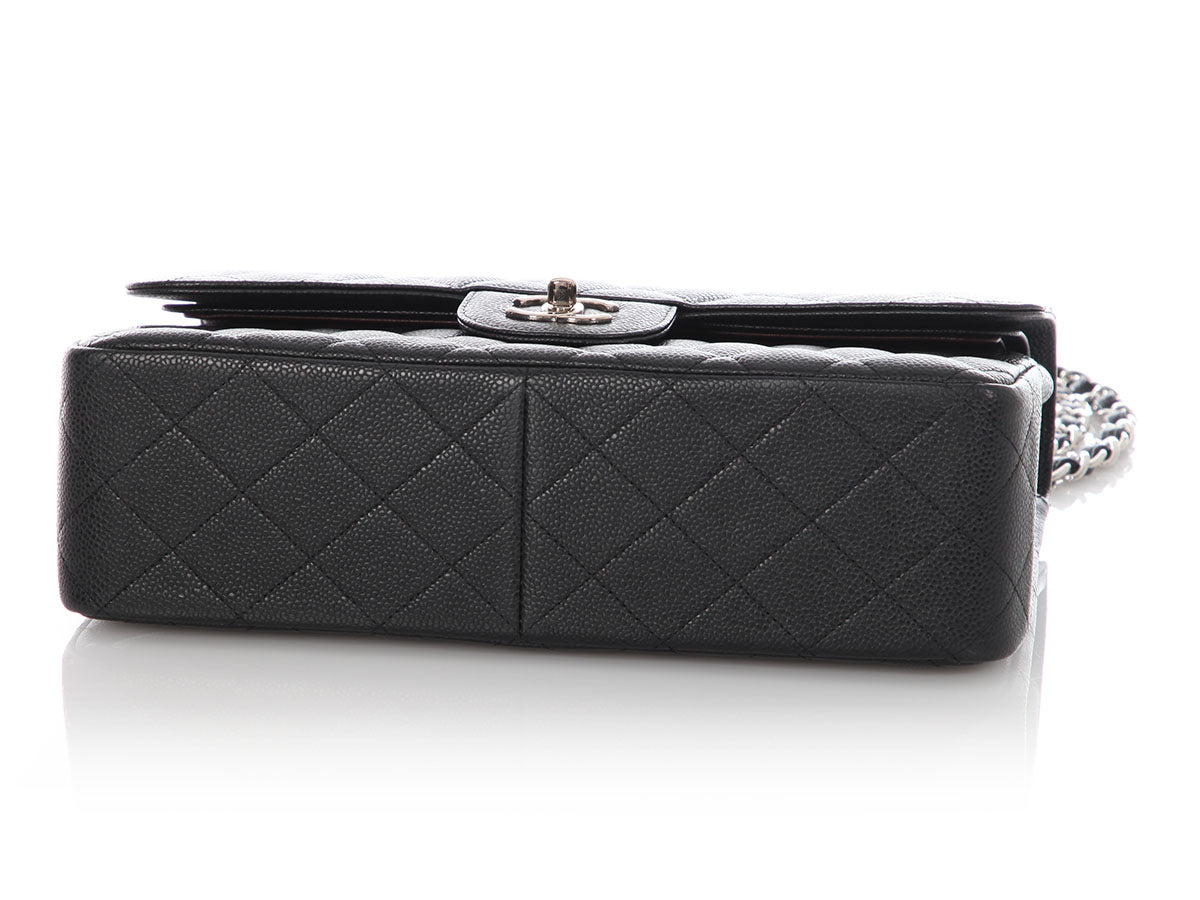 Chanel Jumbo Black Quilted Caviar Classic Double Flap