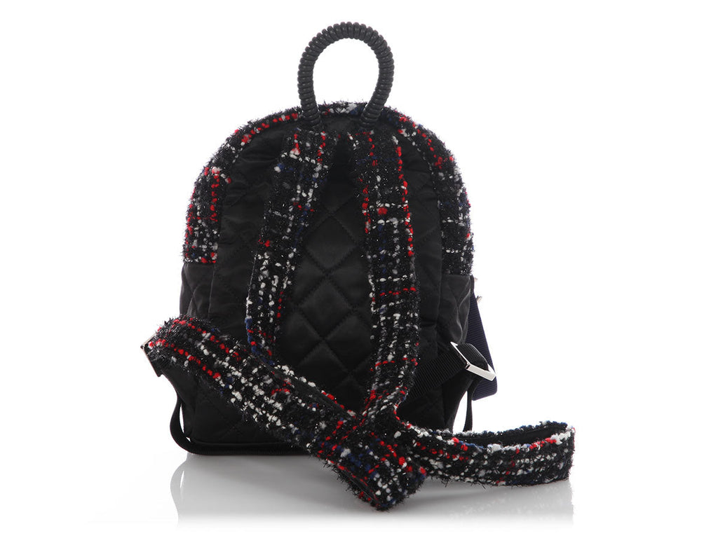 Chanel Mini Black Tweed and Satin Backpack