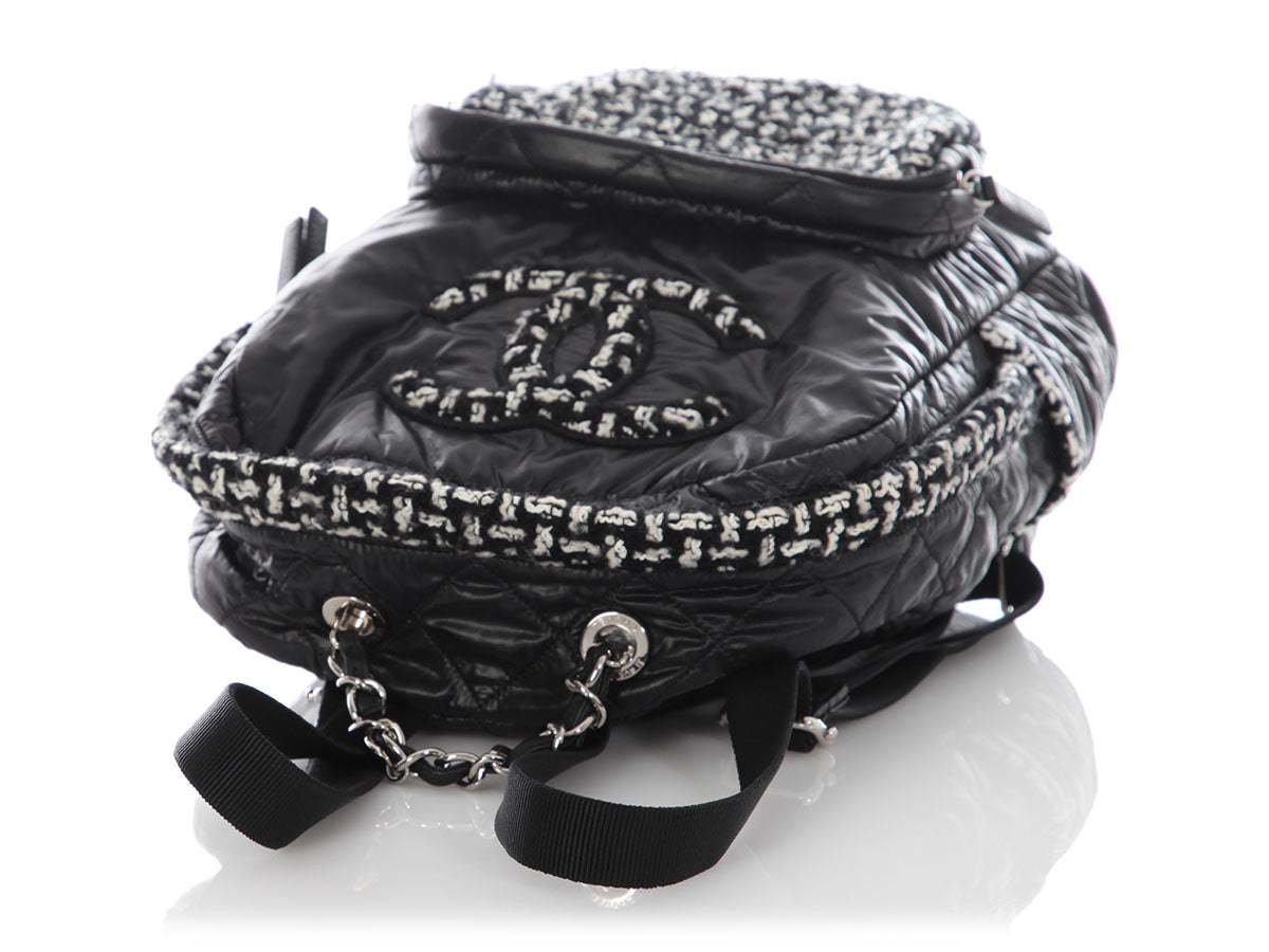 Chanel Large Black Nylon and Tweed Backpack