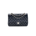 Chanel Classic Medium Double Flap Patent Leather Dark Navy with