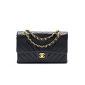Chanel Vintage Classic Medium Double Flap Bag Black with 24K