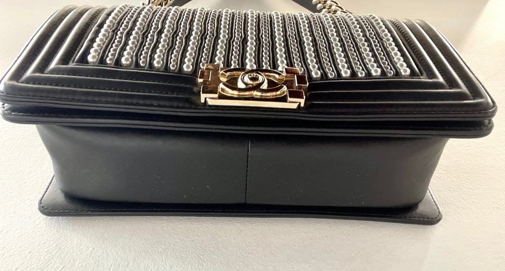 CHANEL CALFSKIN MEDIUM PEARL BOY BAG