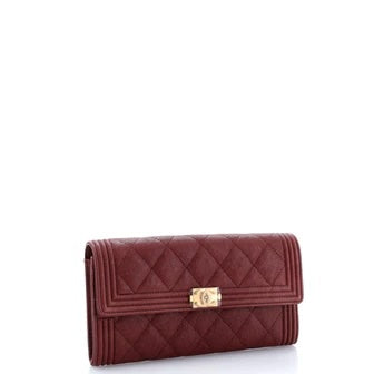 CHANEL CAVIAR QUILTED LEATHER LARGE BOY GUSSET  FLAP WALLET