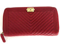 CHANEL CHEVRON QUILTED LAMBSKIN LEATHER BOY YEN WALLET