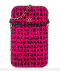 CHANEL CC TWEED PHONE CASE CHAIN BAG