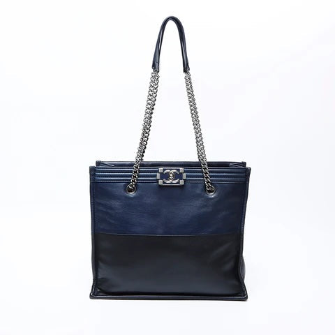 CHANEL 21 LAMBSKIN LEATHER BOY TOTE CHAIN BAG