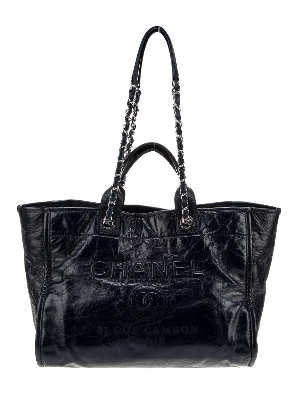 CHANEL 31 RUE CAMBON GLAZED CALFSKIN LEATHER DEAUVILLE TOTE