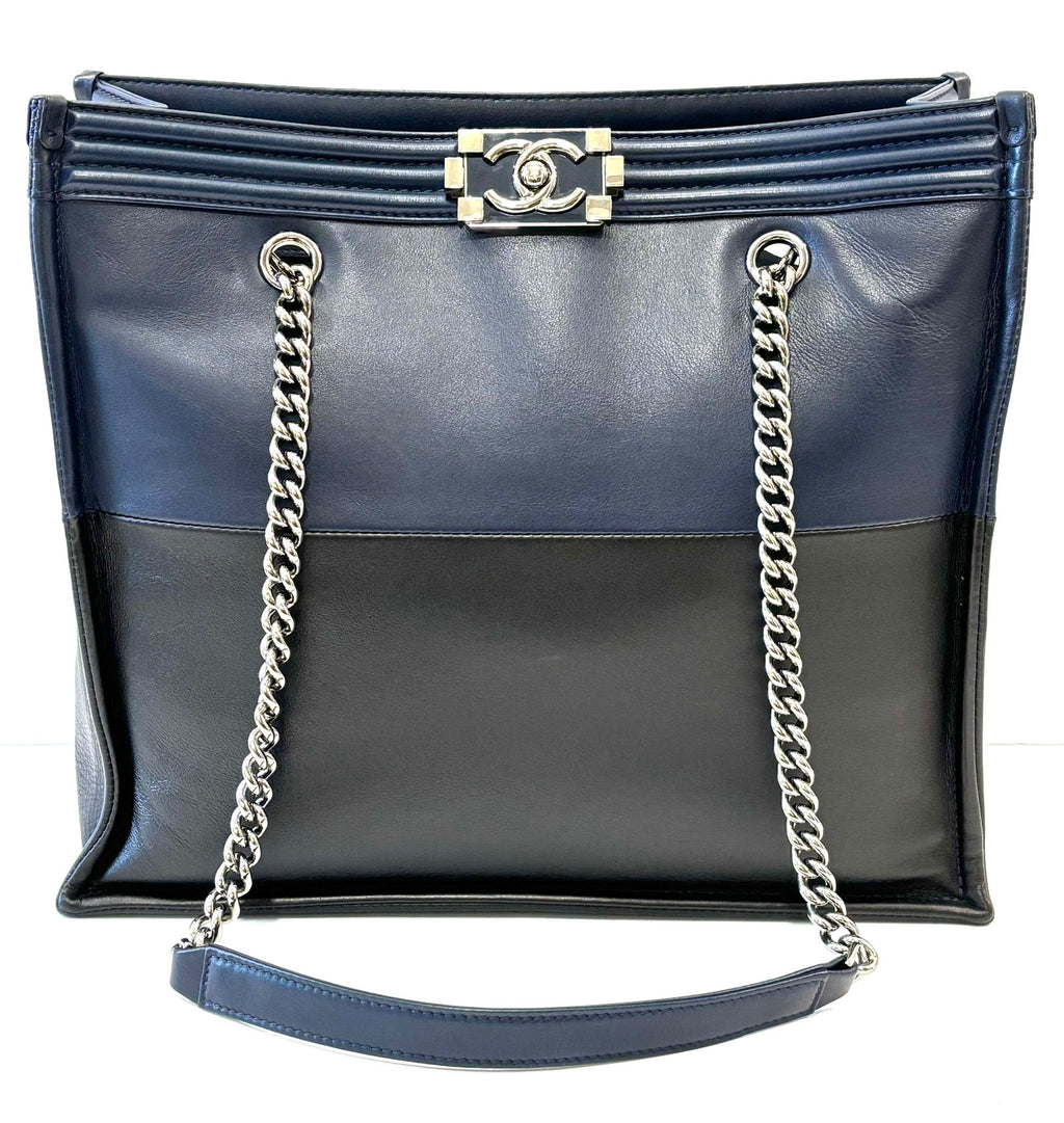 CHANEL 21 LAMBSKIN LEATHER BOY TOTE CHAIN BAG