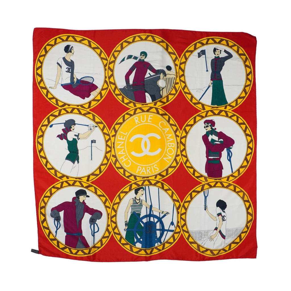 Chanel Vintage 'Rue Cambon Sporting Ladies' Scarf