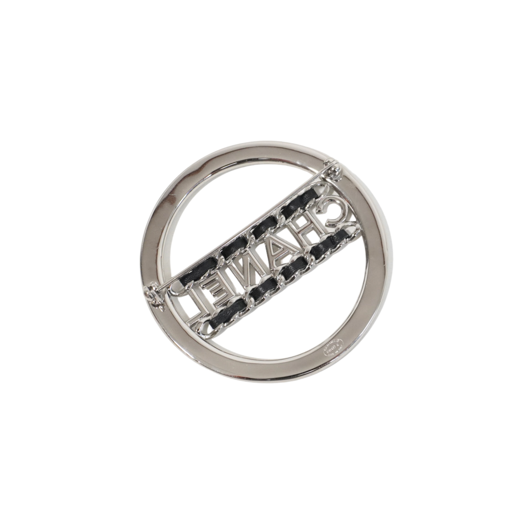 Chanel Crystal Logo Brooch