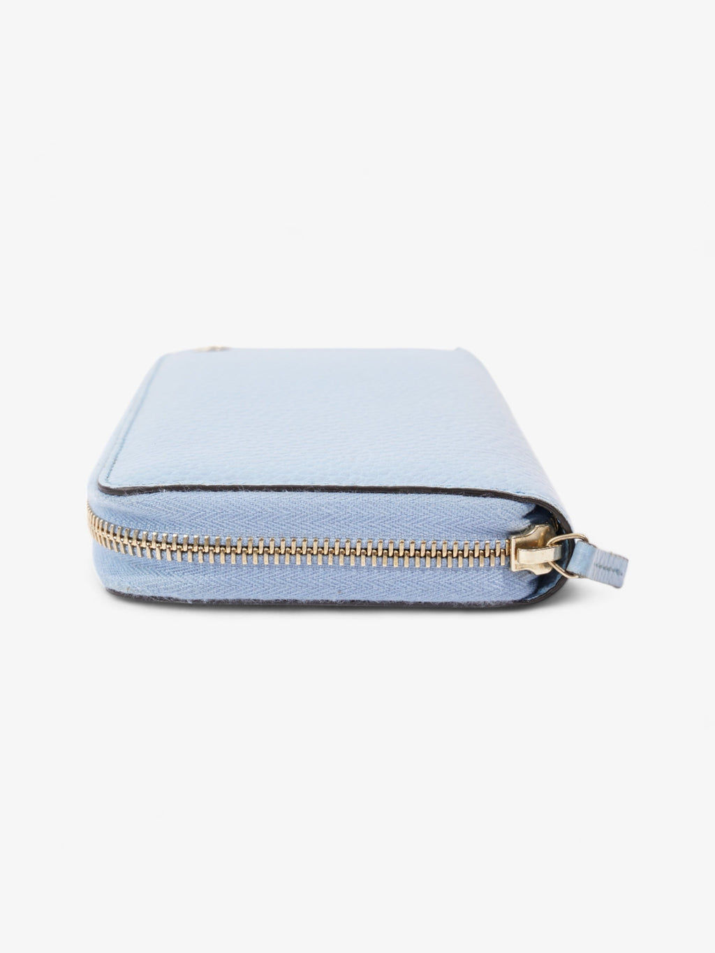 Gucci Zip Around Wallet Light Blue / Light Gold Leather Medium