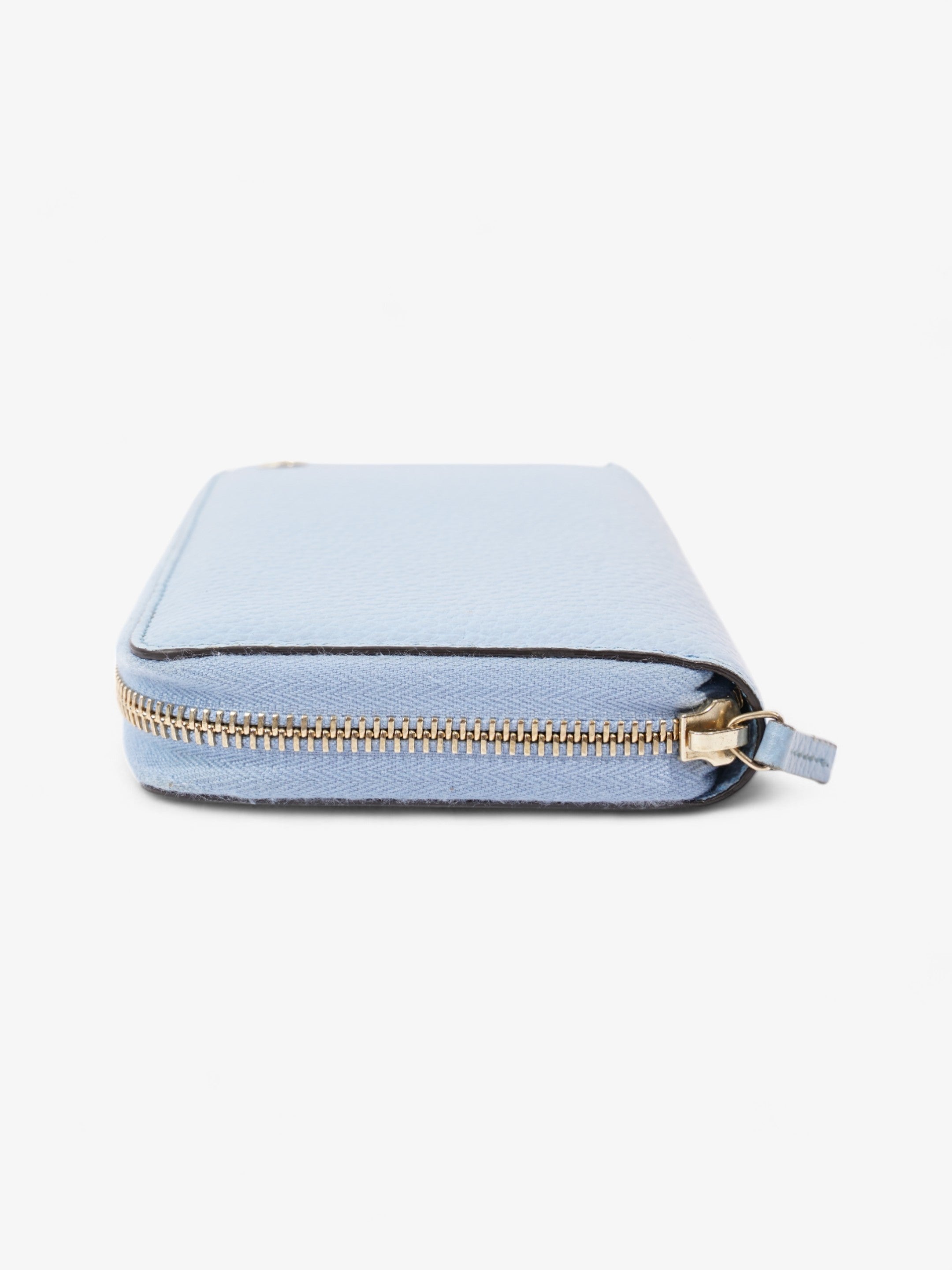 Gucci Zip Around Wallet Light Blue / Light Gold Leather Medium