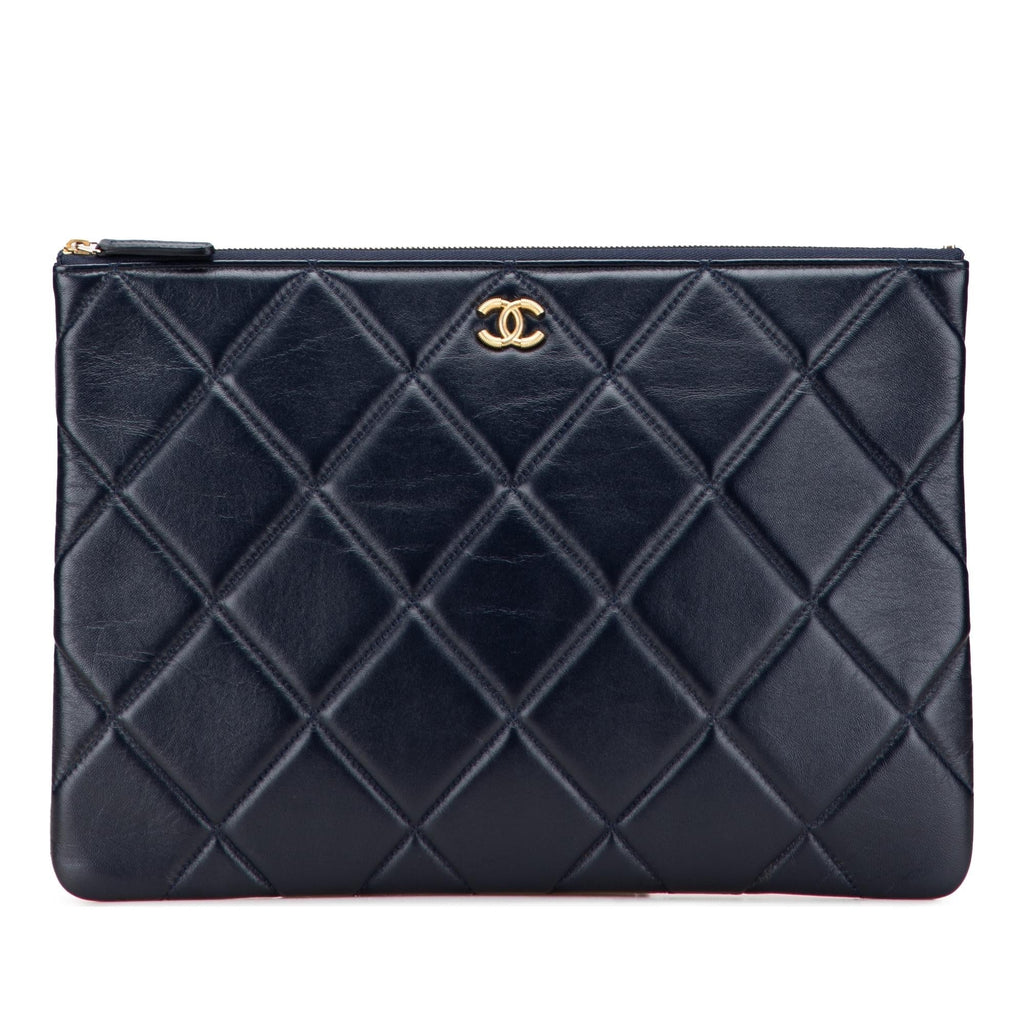 Chanel CC Large Quilted Lambskin O Case Clutch
