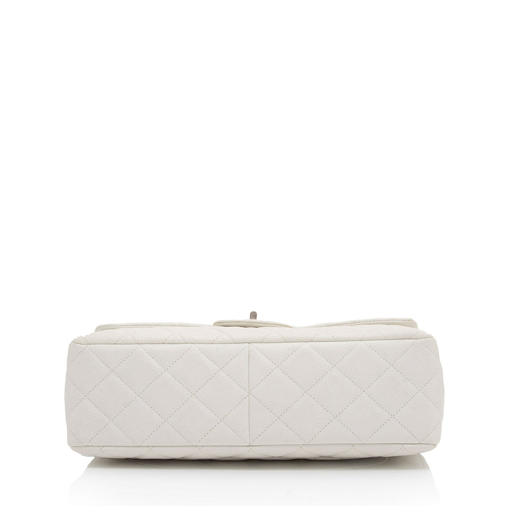 Chanel Caviar Leather Bijoux Chain Jumbo Single Flap Bag