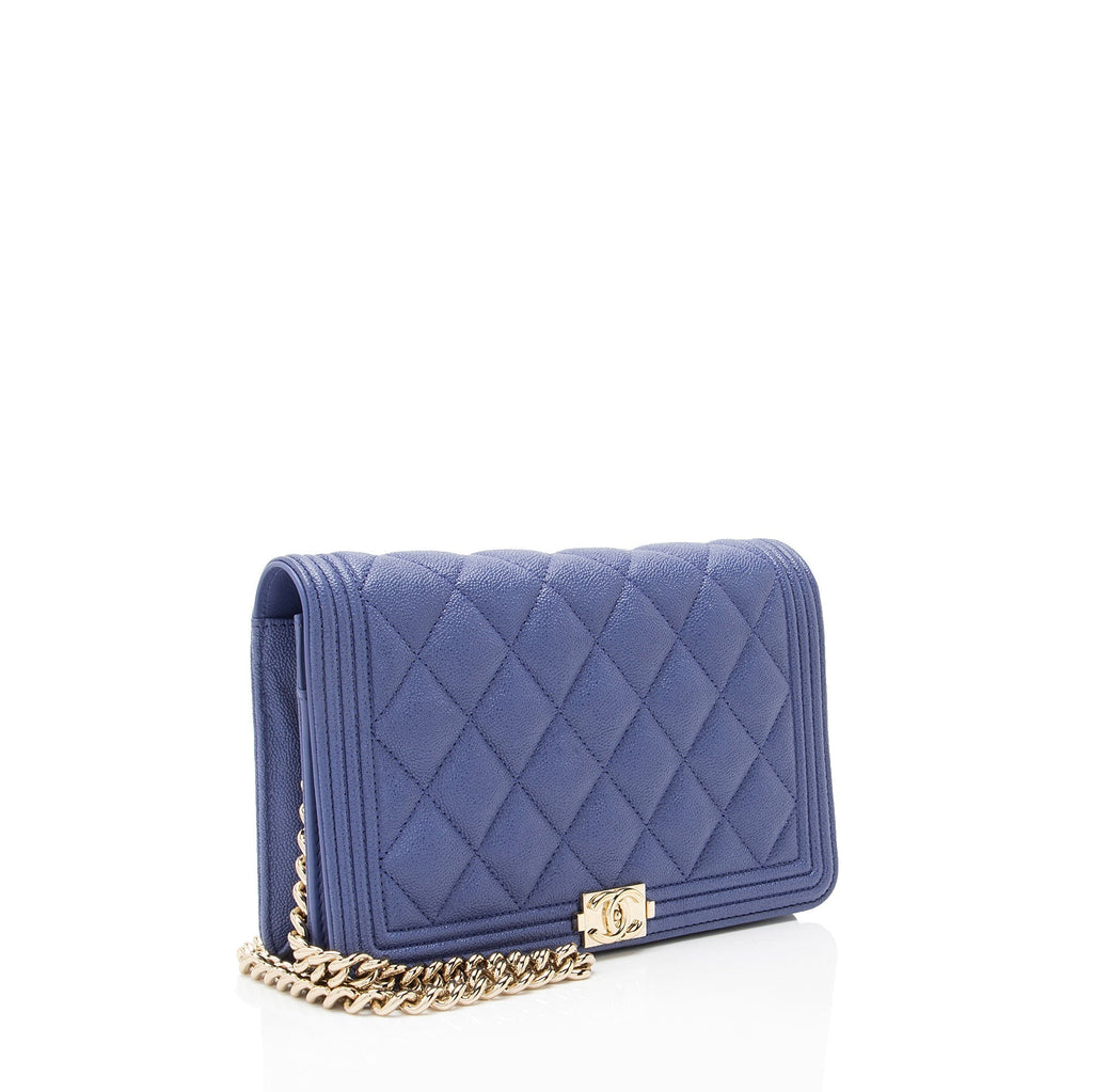 Chanel Caviar Leather Boy Wallet on Chain