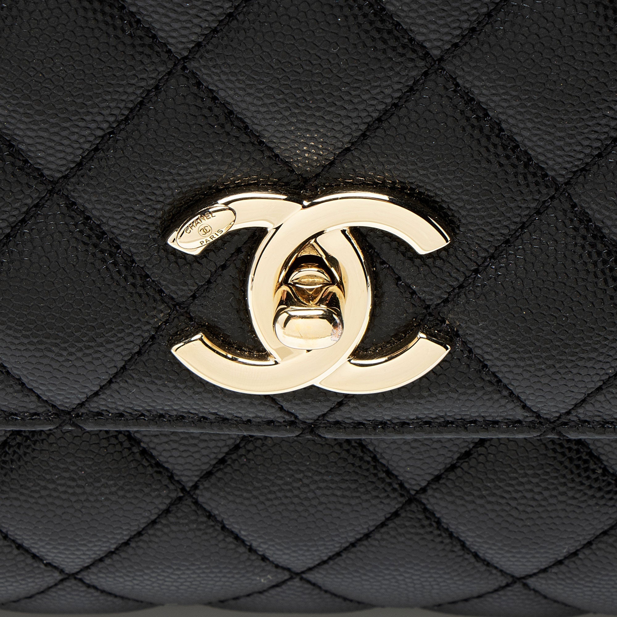 Chanel Caviar Leather Coco Top Handle Small Flap Bag
