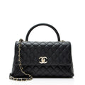 Chanel Caviar Leather Coco Top Handle Small Flap Bag