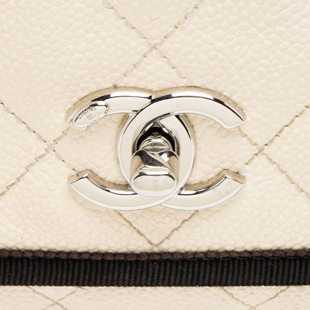 Chanel Caviar Leather Grosgrain CC Top Handle
