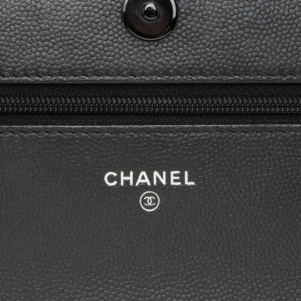 Chanel Caviar Leather So Black Boy Wallet on Chain