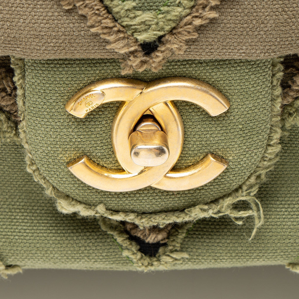 Chanel Chevron Canvas Patchwork Cuba CC Maxi Flap Bag