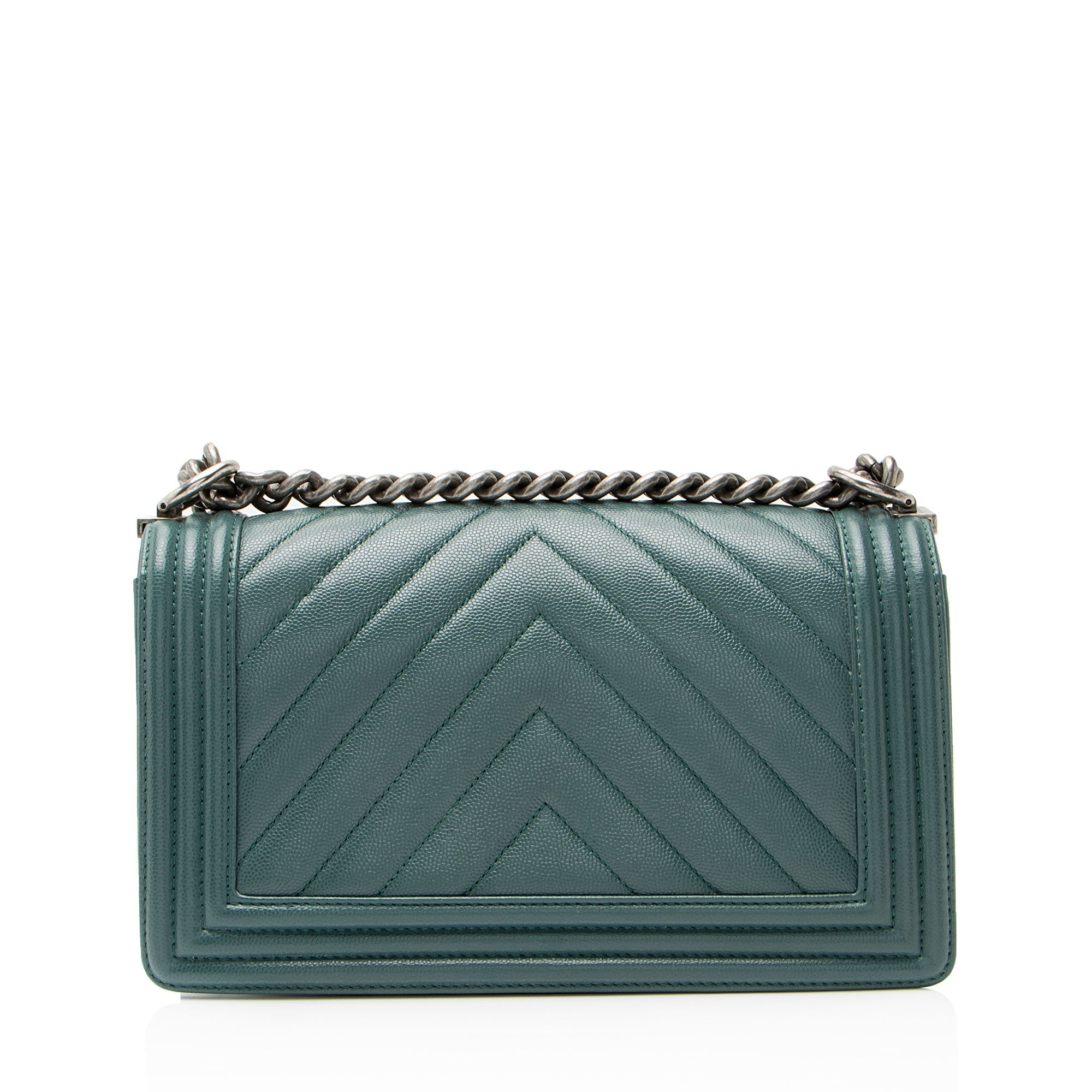 Chanel Chevron Caviar Leather Old Medium Boy Bag