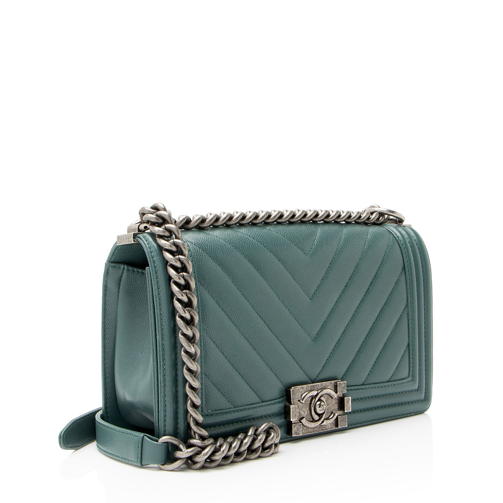 Chanel Chevron Caviar Leather Old Medium Boy Bag