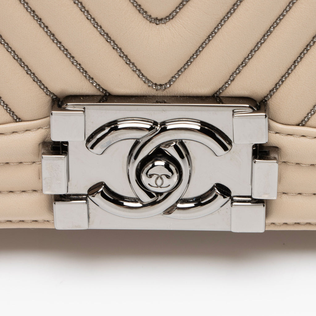 Chanel Chevron Lambskin Beaded New Medium Boy Bag