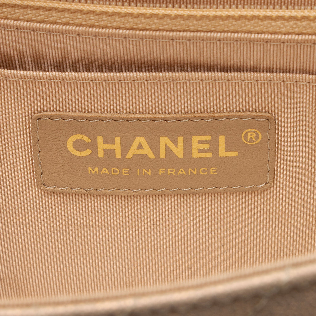 Chanel Chevron Metallic Caviar Leather Statement Small Flap Bag