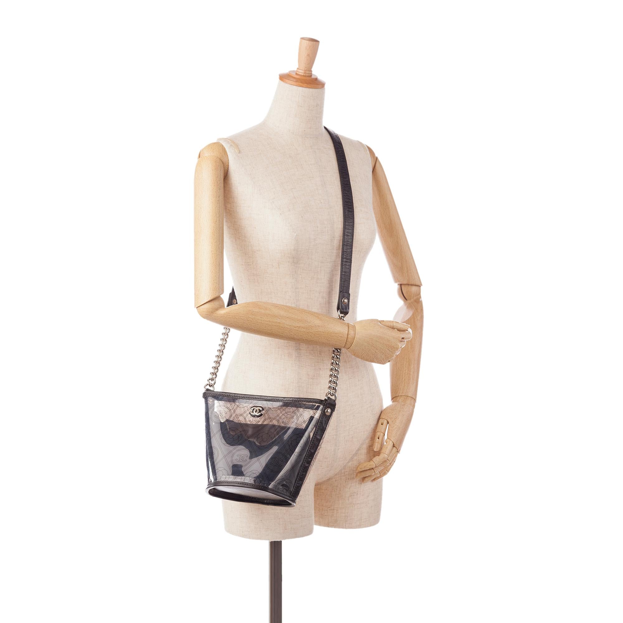 Chanel Crumpled Calfskin PVC Camellia Bucket