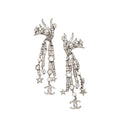 Chanel Crystal Faux Pearl CC Star Drop Clip On Earrings