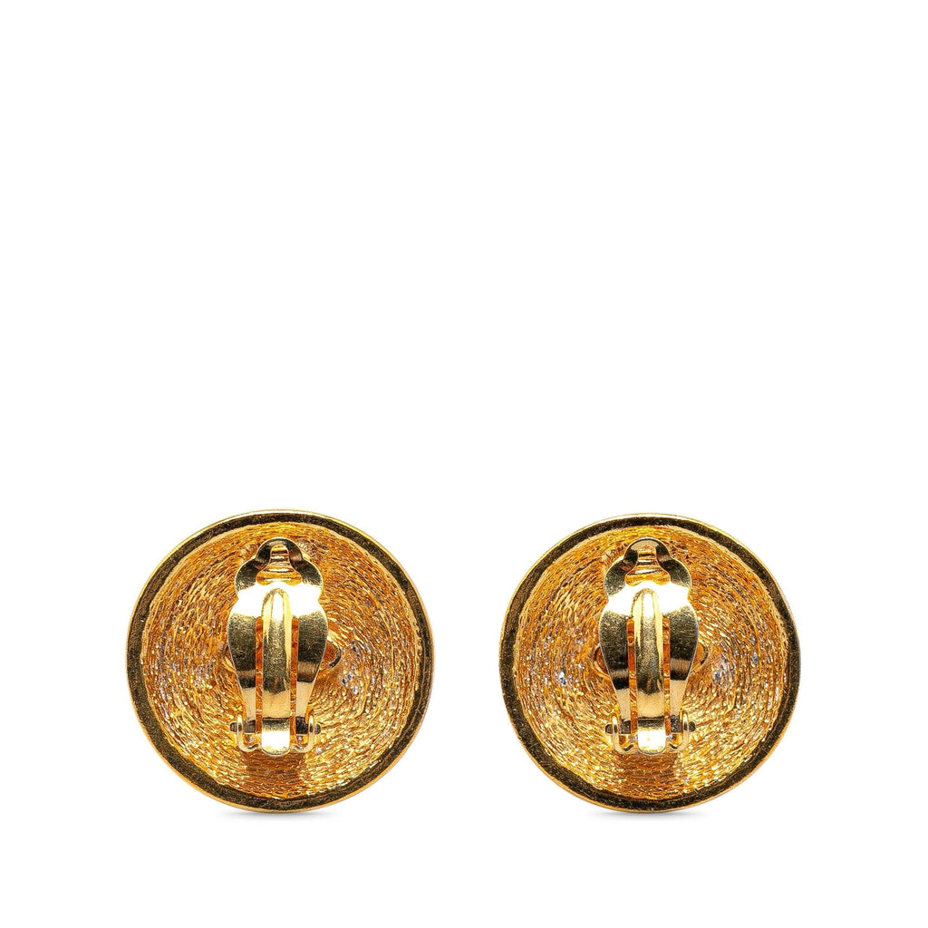 Chanel Gold Plated CC Quilted Clip On Earrings