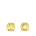 Chanel Gold Plated CC Rue Cambon Round Clip On Earrings (SHG-jju0yo)