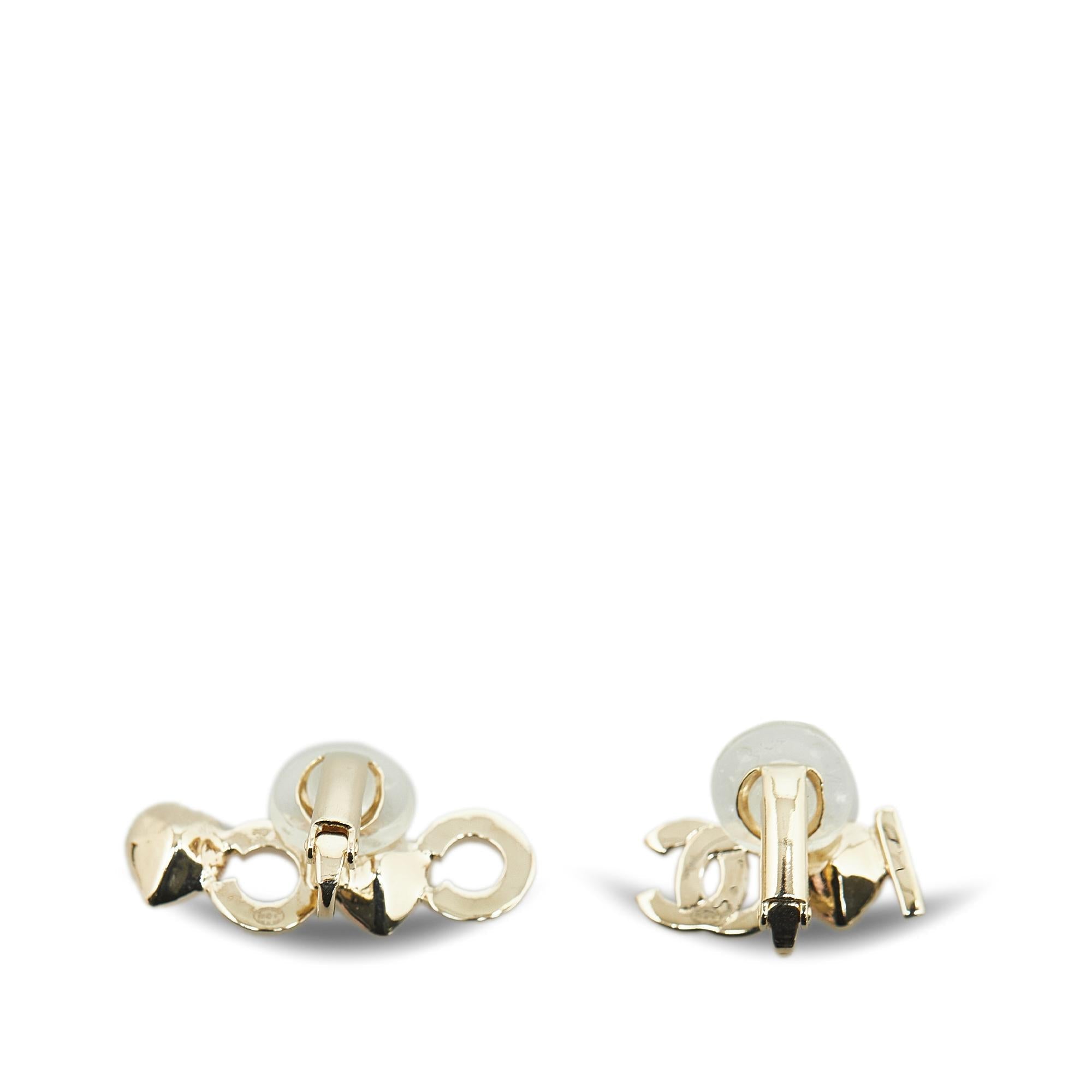 Chanel Gold Plated Rhinestone I Love Coco Clip On Earrings (SHG-mqh0j9)