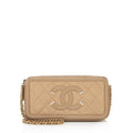 Chanel Grained Calfskin CC Filigree Clutch with Chain (SHF-22656)