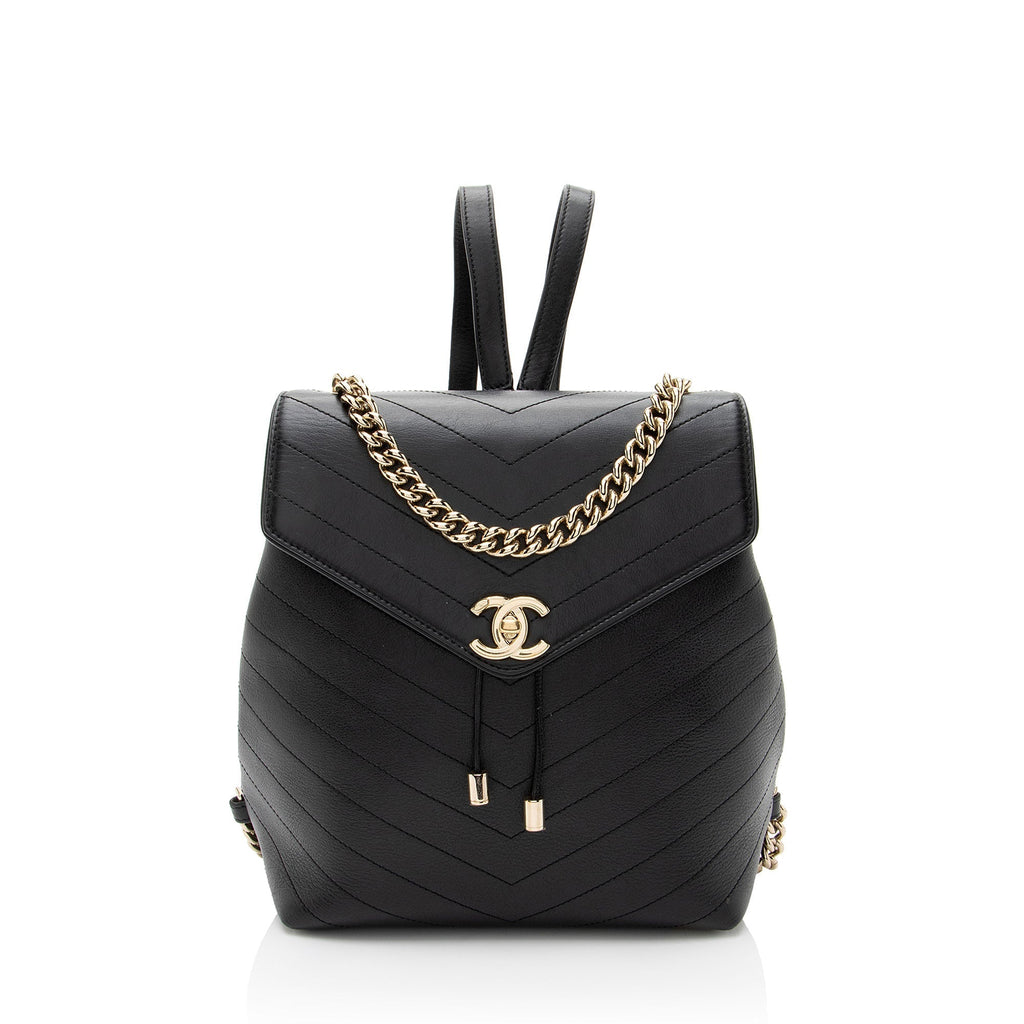 Chanel Chevron Grained Calfskin CC Backpack