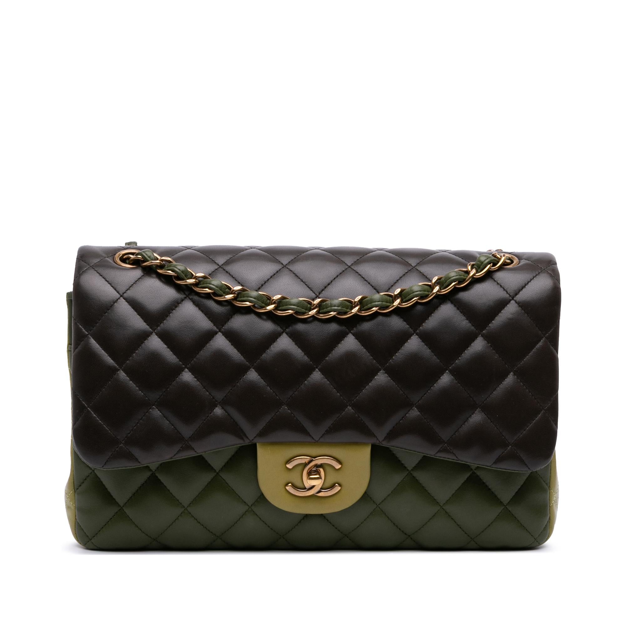 Chanel Jumbo Classic Tricolor Lambskin Double Flap