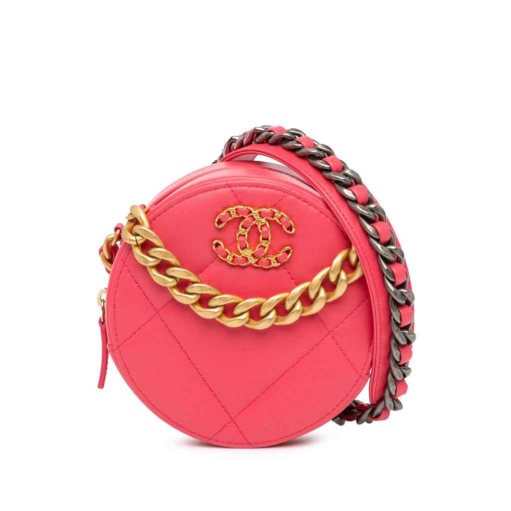 Chanel Lambskin 19 Round Clutch with Chain (SHG-lonjpA)